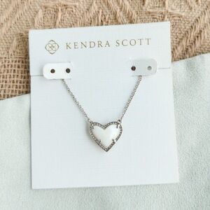 Kendra Scott Silver Heart Necklace with White Stone
